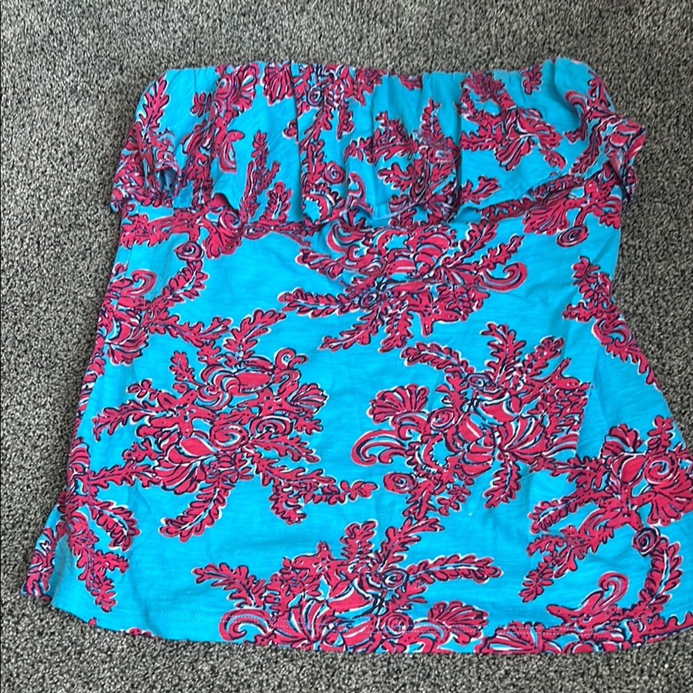 Vibrant Strapless Top with Floral Design
